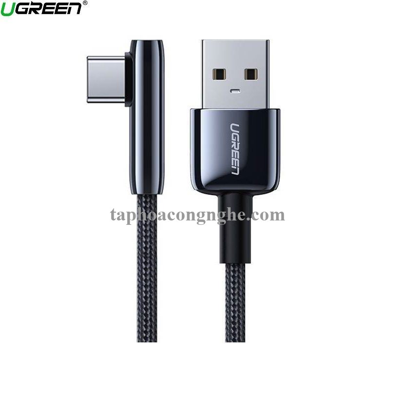 Ugreen 70430 0.25M bẻ góc C 90 độ Cáp USB A sang Type-C 2.0 màu đen truyền dữ liệu từ máy tính ra điện thoại dài 25cm US317 30070430